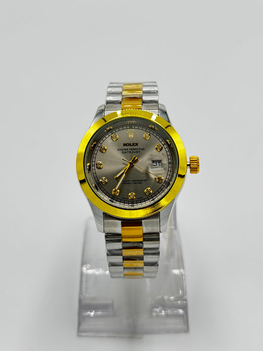 Rolex Watch | Stainless Steel Chain with Gold Dial