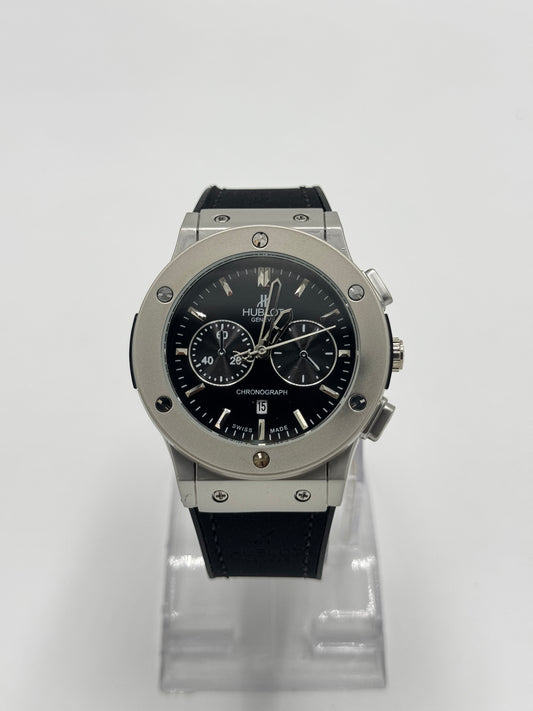 Hublot Chronograph – Silver Bezel with Black Dial