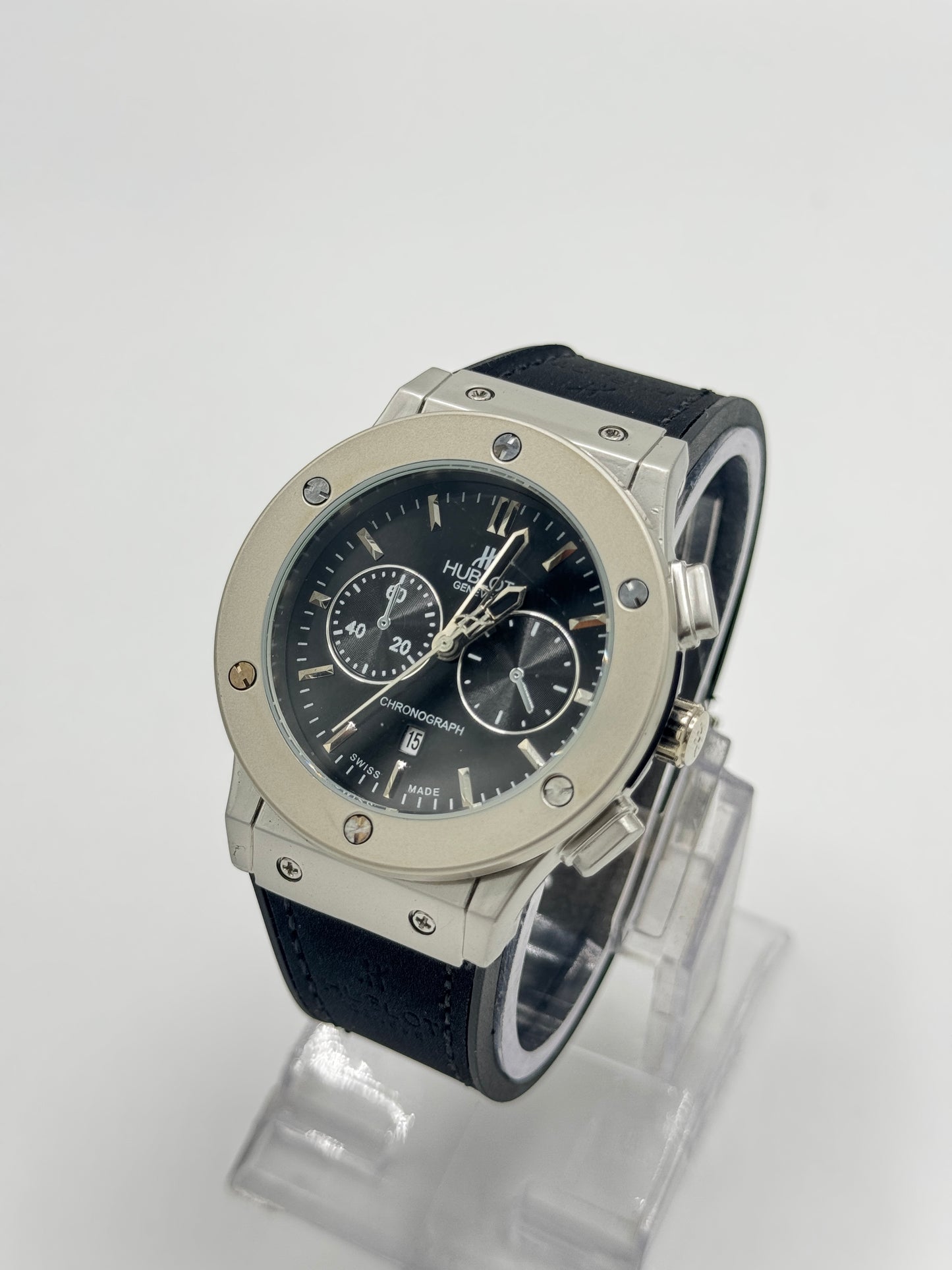 Hublot Chronograph – Silver Bezel with Black Dial