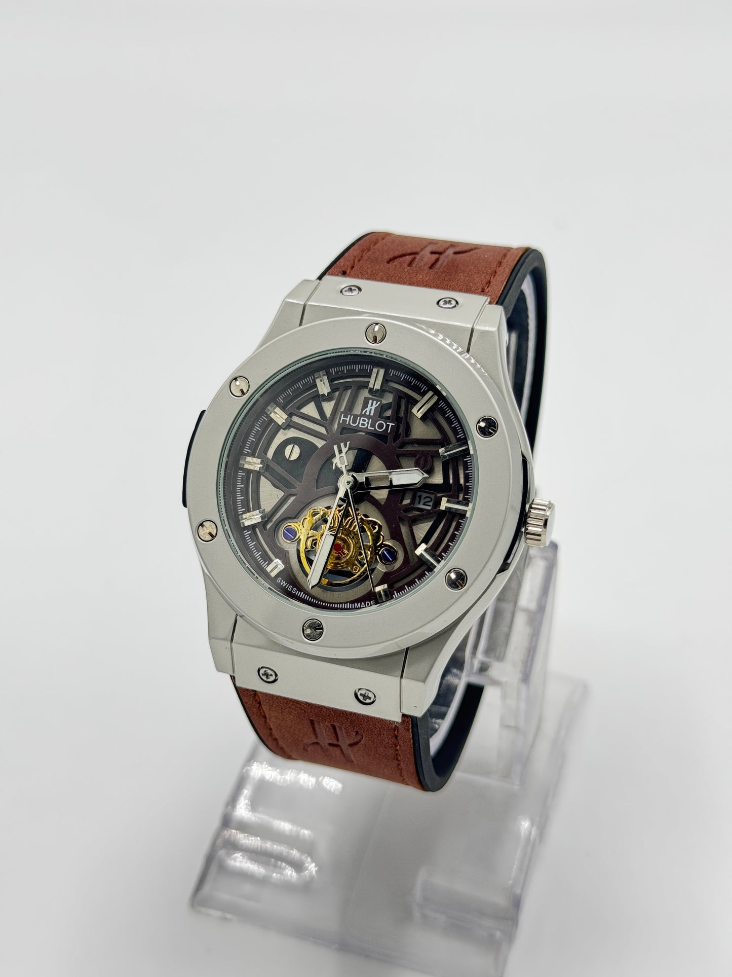 Hublot Skeleton Dial Watch – Brown Strap