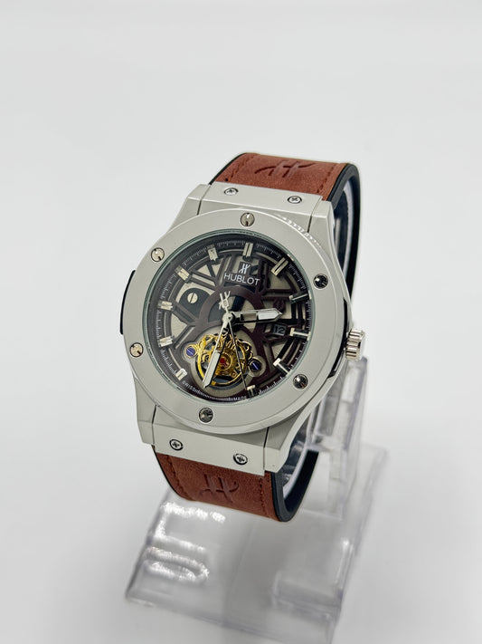 Hublot Skeleton Dial Watch – Brown Strap